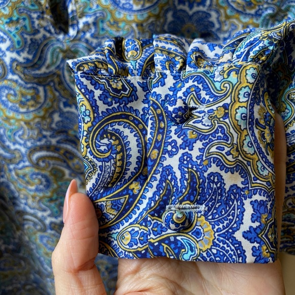 J.Crew silk paisley print blue and white blouse - Picture 3 of 4